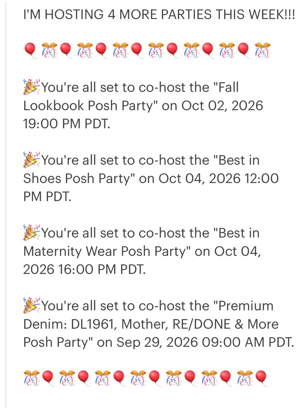 I'M HOSTING A POSHMARK PARTY 🎉
